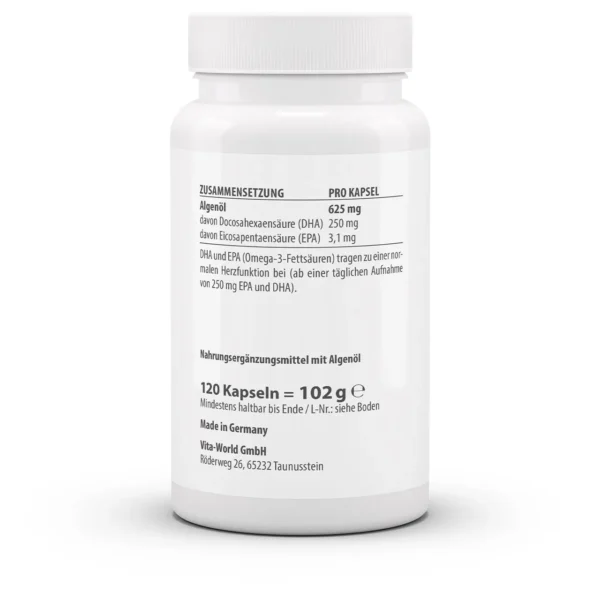 Vitaworld omega 3 veganistische algenolie 120 capsules - Afbeelding 2