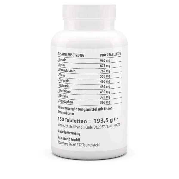 Vitaworld amino komplex 9 essentials 150 tabletten - Afbeelding 2