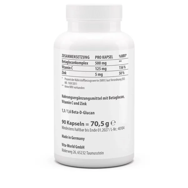 Vitaworld betaglucan 500 90 capsules - Afbeelding 2