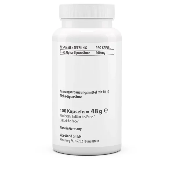 Vitaworld R (+) alfaliponzuur 200mg 100 capsules - Afbeelding 2