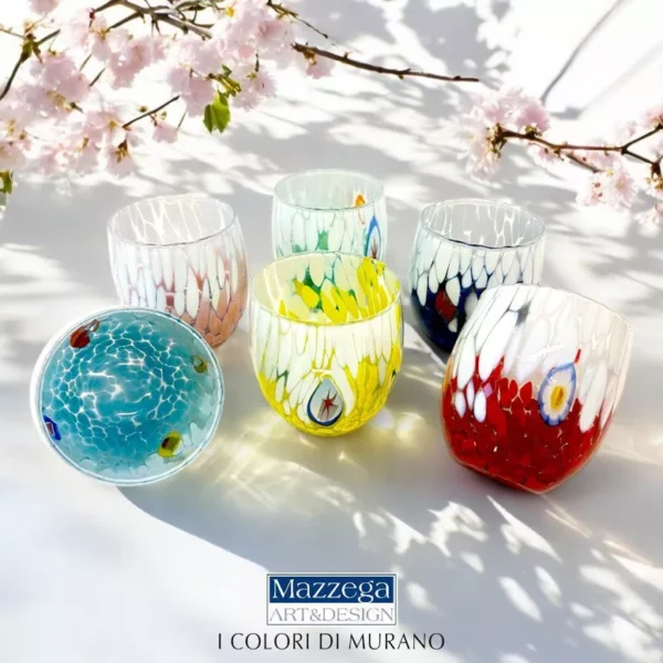 Mazzega Art & Design Murano waterglazen bicolor - Afbeelding 4