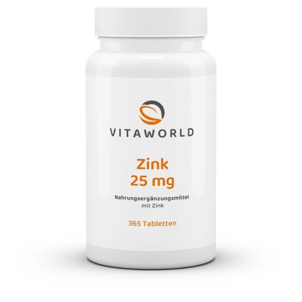 Vitaworld zink 25mg 365 tabletten