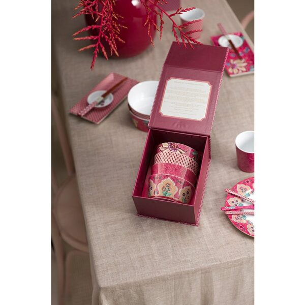 Pip Studio Oriental flower festival set 4 kommen donkerroze 12cm - Afbeelding 7