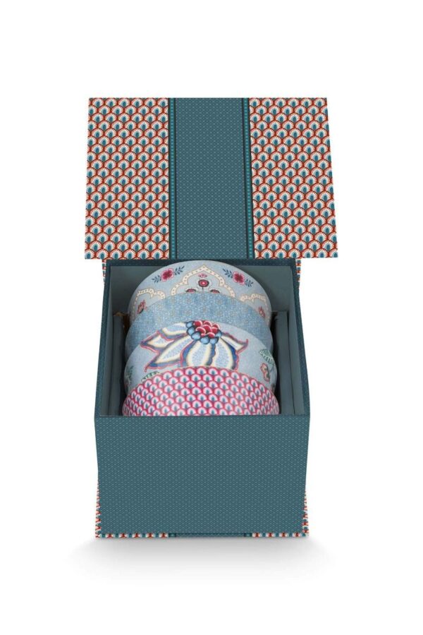 Pip Studio Oriental flower festival set 4 kommen blauw 12cm