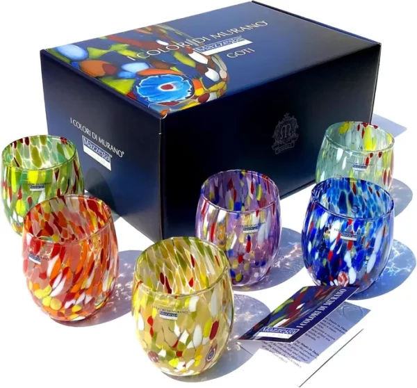 Mazzega Art en Design Murano waterglazen colombina gift box