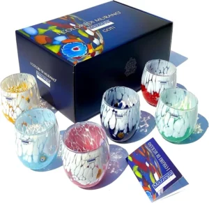 Mazzega Art en Design Murano waterglazen bicolor gift box