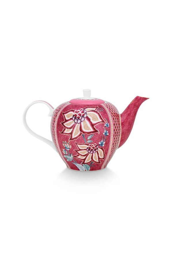 Pip Studio Flower Festival donkerroze theepot 1600ml - Afbeelding 2