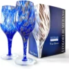 Mazzega Art & Design Murano wijnglazen aventurijn blauw