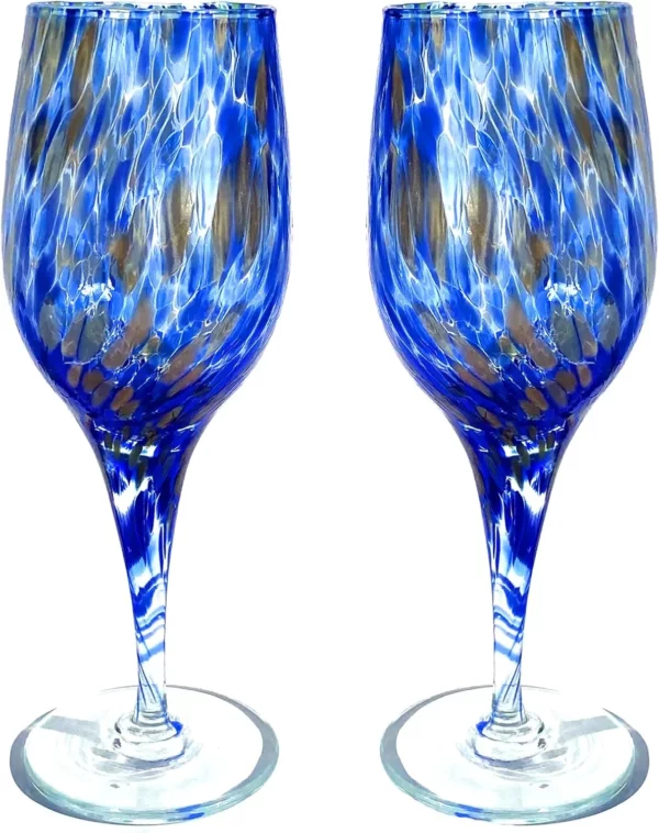 Mazzega Art & Design Murano wijnglazen aventurijn blauw - Afbeelding 2