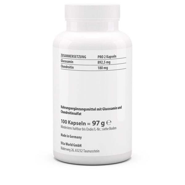 Vitaworld Glucosamine 750 Chondroitine 100 100 capsules - Afbeelding 2