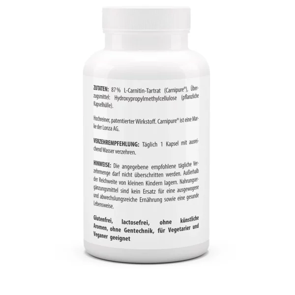 Vitaworld L-carnitine 500mg 100 capsules - Afbeelding 3