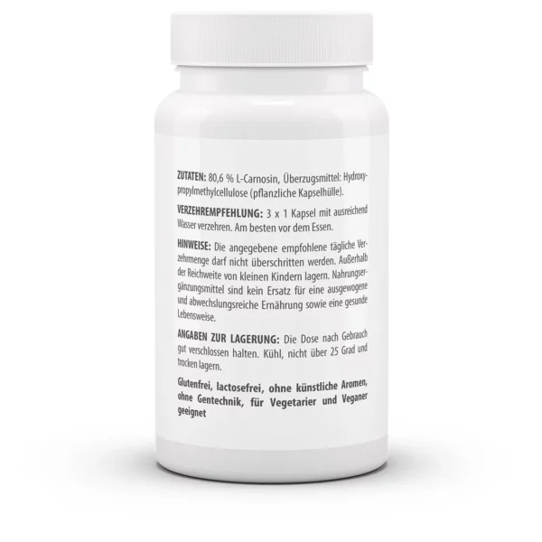 Vitaworld L-carnosine 500mg 60 capsules - Afbeelding 3