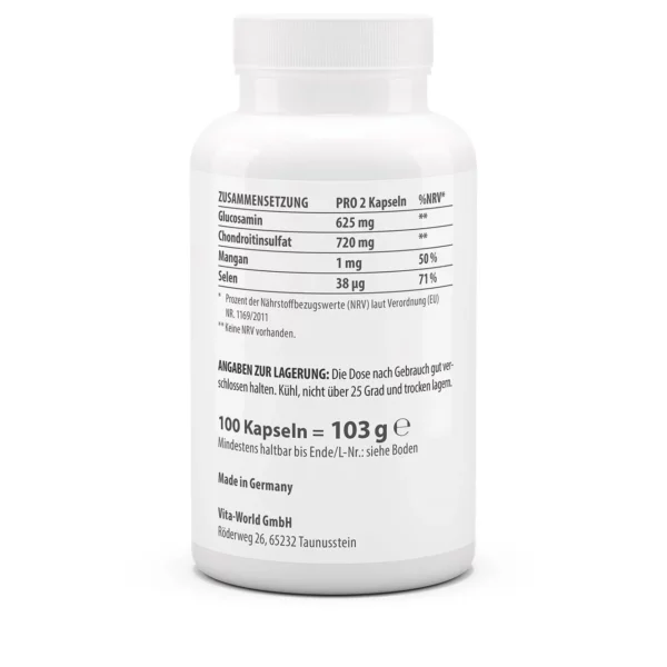 Vitaworld Glucosamine 500 Chondroitine 400 100 capsules - Afbeelding 2