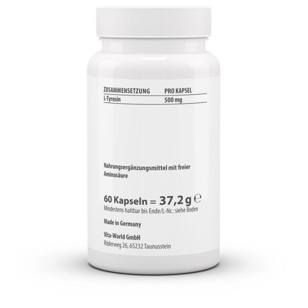 Vitaworld L-tyrosine 500mg 60 capsules - Afbeelding 2