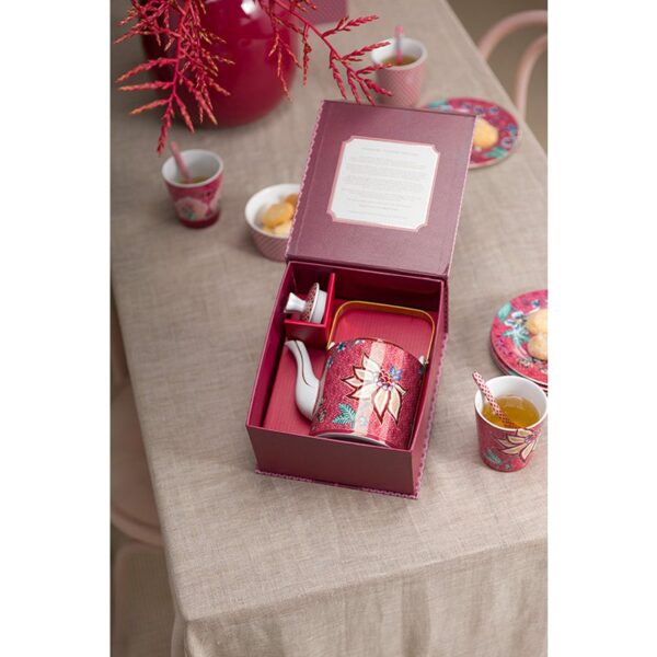 Pip Studio Oriental flower festival donkerroze theepot 1000ml - Afbeelding 6