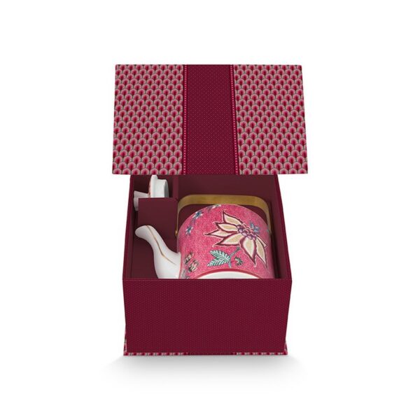 Pip Studio Oriental flower festival donkerroze theepot 1000ml - Afbeelding 2