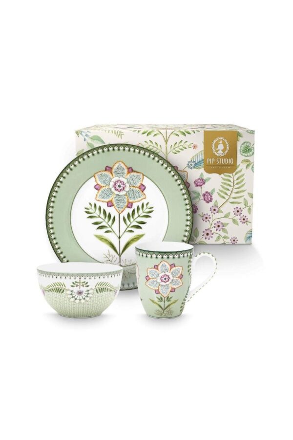 Pip Studio Lily en Lotus licht groen onbijtset 3 delig