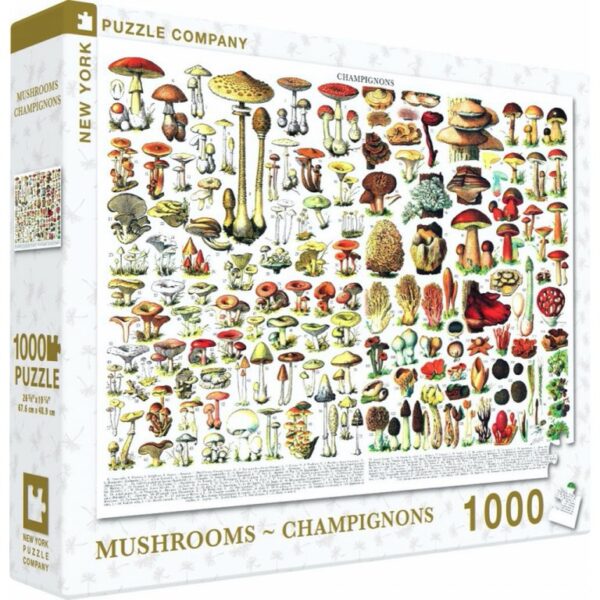 New York Puzzle Company Vintage Images Mushrooms Champignons 1000 stukjes puzzel - Afbeelding 4