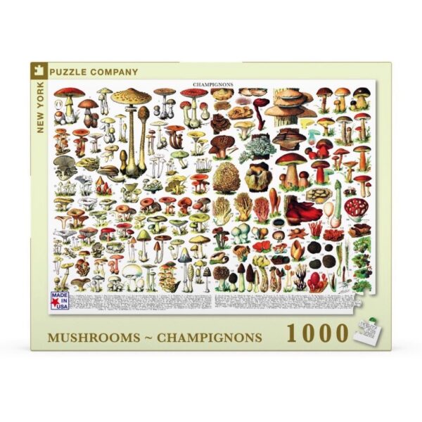 New York Puzzle Company Vintage Images Mushrooms Champignons 1000 stukjes puzzel - Afbeelding 3
