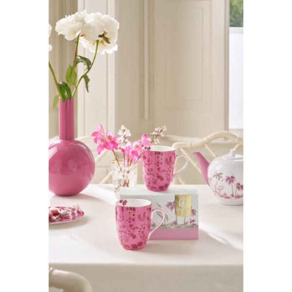 Pip Studio Jolie bloemen roze set 2 grote mokken 350ml - Afbeelding 2