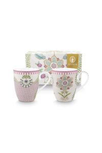 Pip Studio Lily en Lotus lila set 2 grote mokken 350ml