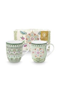 Pip Studio Lily en Lotus licht groen set 2 kleine mokken 145ml