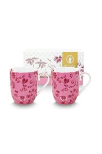 Pip Studio Jolie bloemen roze set 2 kleine mokken 145ml