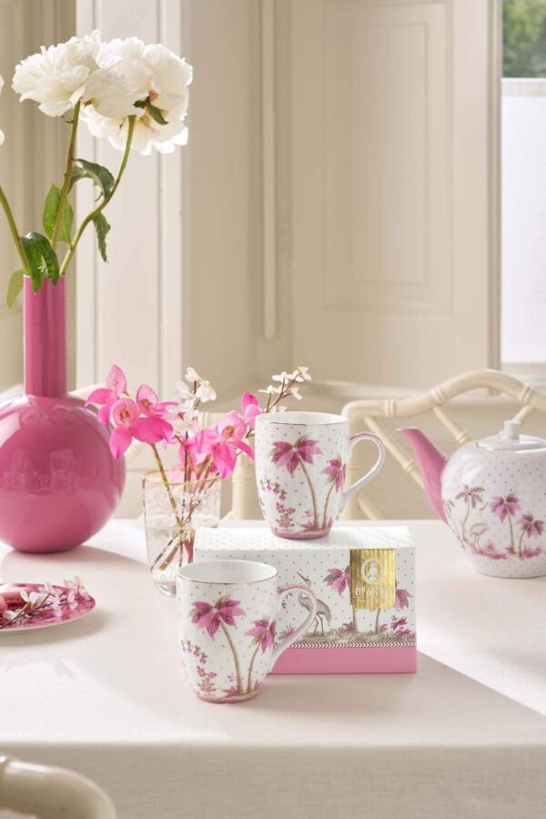 Pip Studio Jolie stippen goud roze set 2 grote mokken 350ml - Afbeelding 3