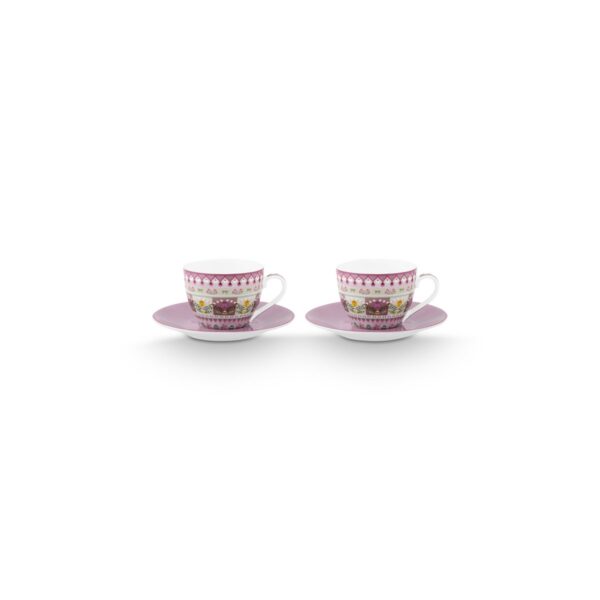 Pip Studio Lily en Lotus lila set 2 espresso kop en schotel 120ml - Afbeelding 5