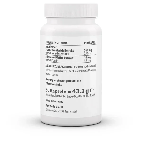 Vitaworld Resveratrol 550mg 60 capsules - Afbeelding 3