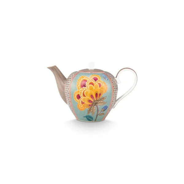 Pip Studio Blooming Tales theepot fantasy khaki blauw 1600ml