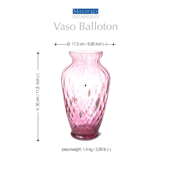 Mazzega Art & Design Murano vaas Balloton amethist 30cm - Afbeelding 3